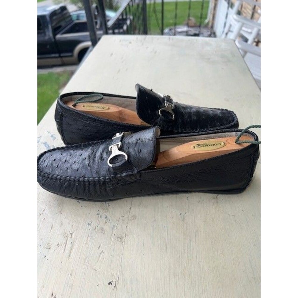 Fennix Italy 3515 Genuine Ostrich Black Bit Style Handcrafted Leather Lined Loaf - Picture 7 of 12